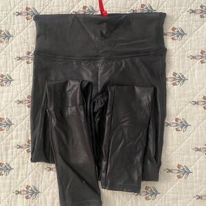 SPANX Black leather look Shaping Leggings S